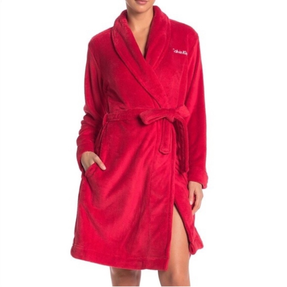 Calvin Klein Women's Logo Belted Fluffy Soft Robe